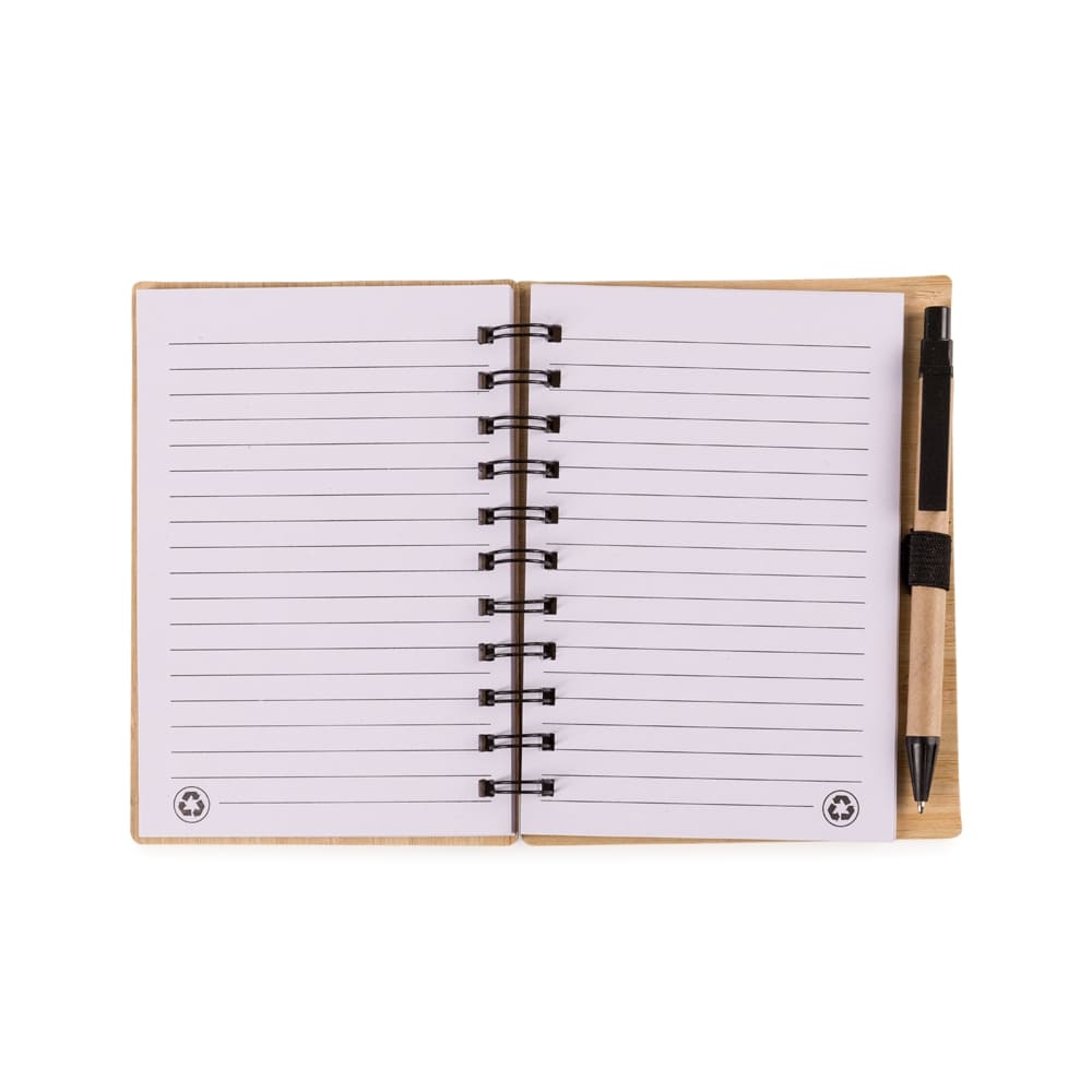 Bloco de Anotacoes Bambu com Caneta personalizado empresa